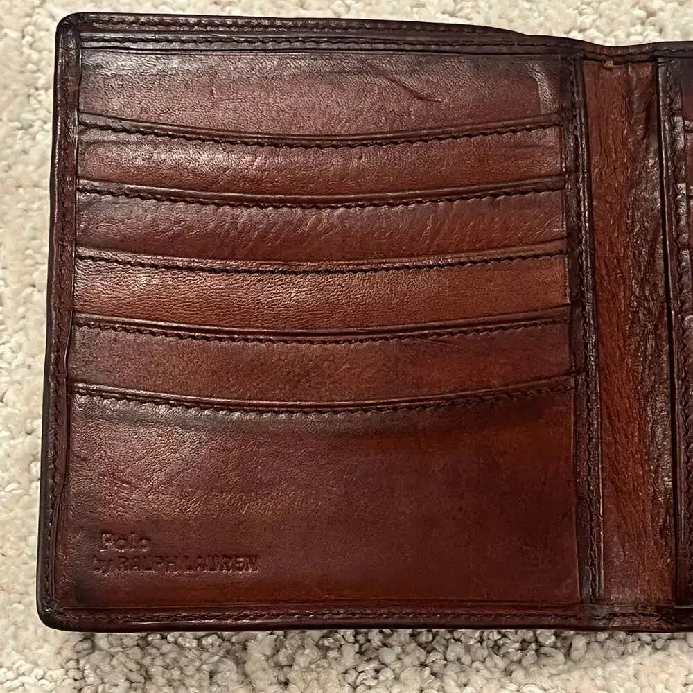 VTG 90s Polo Ralph Lauren Men's Brown Leather Bifold Wallet